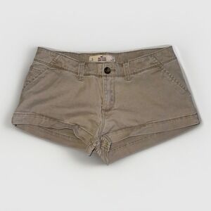 Hollister Chino Low Rise Shorts Khaki Size 3 W26 Y2K Micro Booty Short 1.75"